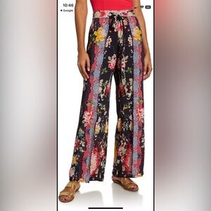 Johnny Was Dreamer Floral Bohemian Hippie Pants Size Small Side Slit